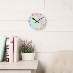 Modern Colorful rainbow Gradient galaxy Ocean girl Round Clock