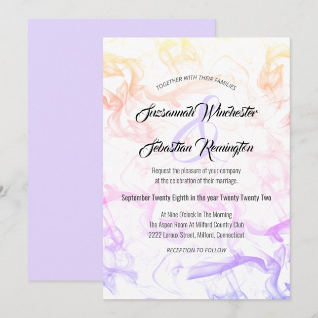 Modern Colorful Rainbow Mist Wedding Template (Front/Back)