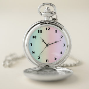 Modern colorful Rainbow pastel gradient colorful Pocket Watch