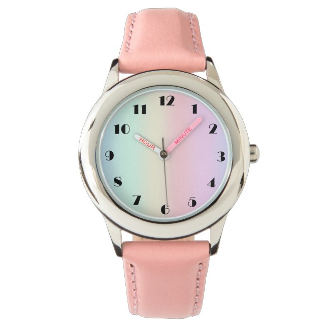 Modern colorful Rainbow pastel gradient colorful Watch (Front)
