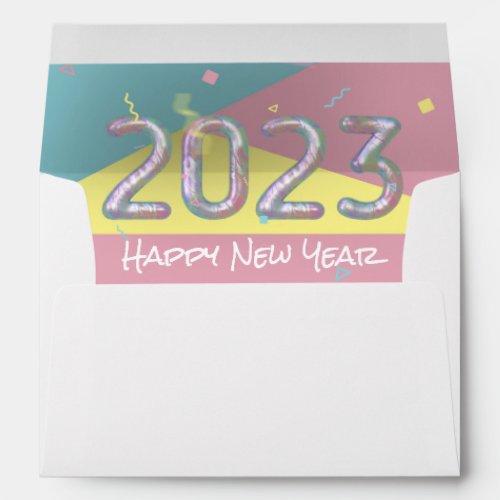 Modern Colorful Rainbow Pastel New Year 2023 Envelope
