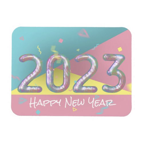 Modern Colorful Rainbow Pastel New Year 2023 Magnet