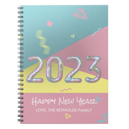 Modern Colorful Rainbow Pastel New Year 2023 Notebook