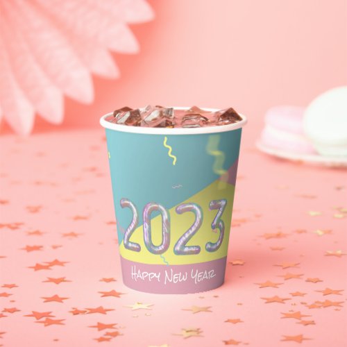 Modern Colorful Rainbow Pastel New Year 2023 Paper Cups