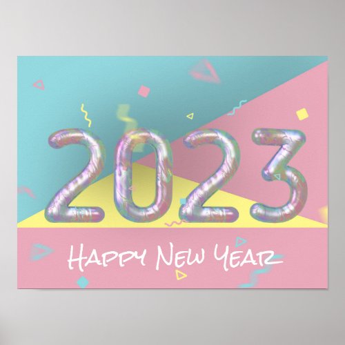 Modern Colorful Rainbow Pastel New Year 2023 Poster
