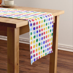 Modern Colorful Rainbow Polka Dots Pattern Short Table Runner