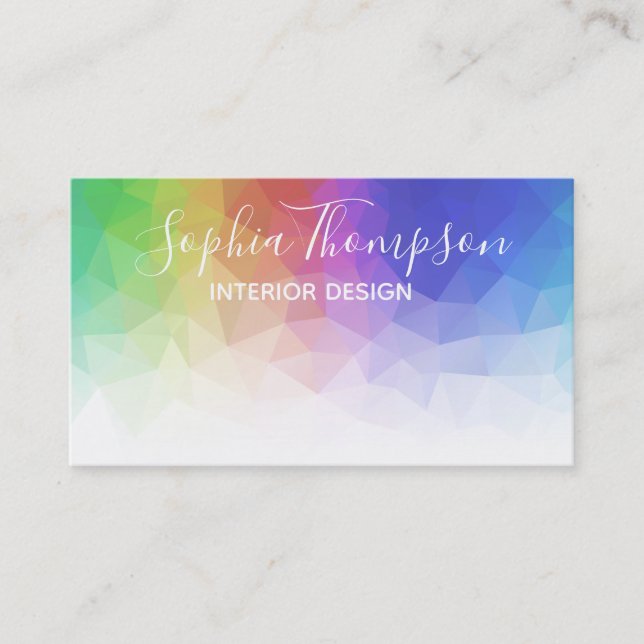 Modern Colorful Rainbow Polygonal - Business Card (Front)