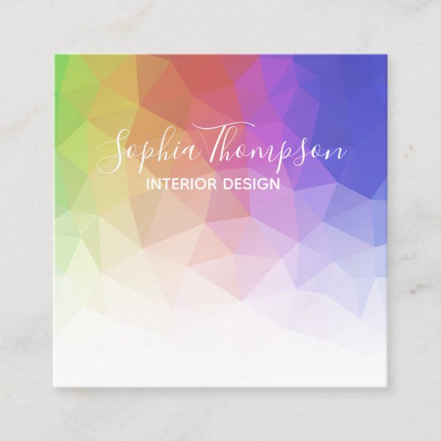 Modern Colorful Rainbow Polygonal - Business Card (Front)