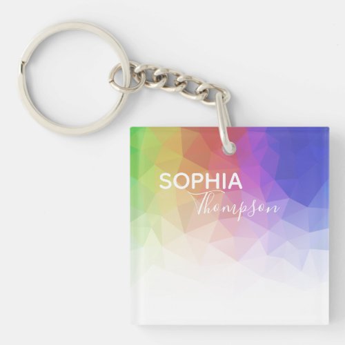 Modern Colorful Rainbow Polygonal Design Keychain