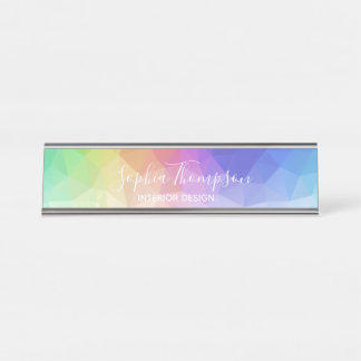 Modern Colorful Rainbow Polygonal Desk Name Plate
