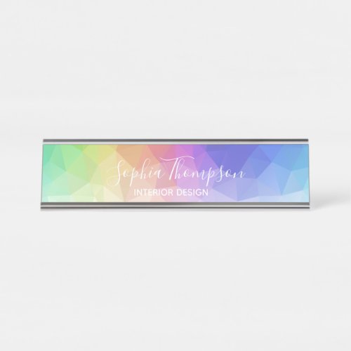 Modern Colorful Rainbow Polygonal Desk Name Plate