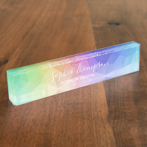 Modern Colorful Rainbow Polygonal _ Desk Nameplate