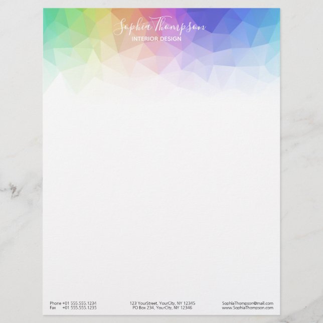 Modern Colorful Rainbow Polygonal - Letterhead (Front)