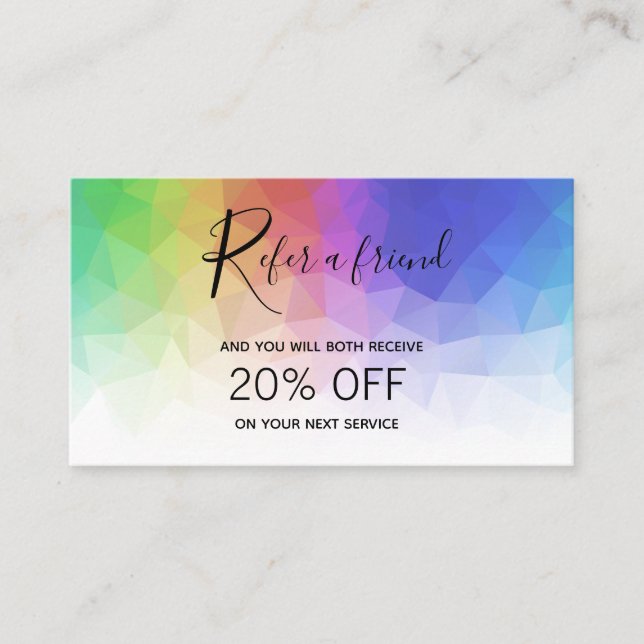 Modern Colorful Rainbow Polygonal - Referral Card (Front)