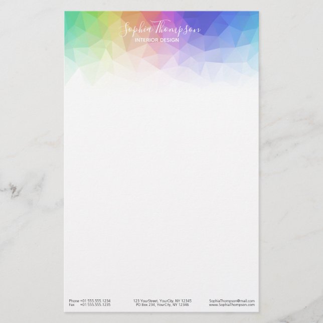 Modern Colorful Rainbow Polygonal - Stationery (Front)