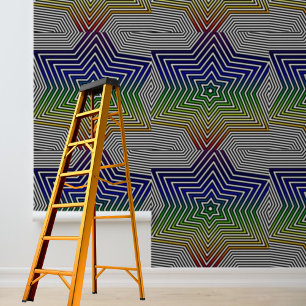 Modern Colorful Rainbow Stars Pattern Peel Stick Wallpaper
