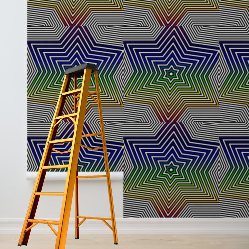  Modern Colorful Rainbow Stars Pattern Peel Stick Wallpaper