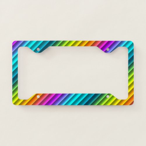 Modern Colorful Rainbow Stripes Art Pattern License Plate Frame