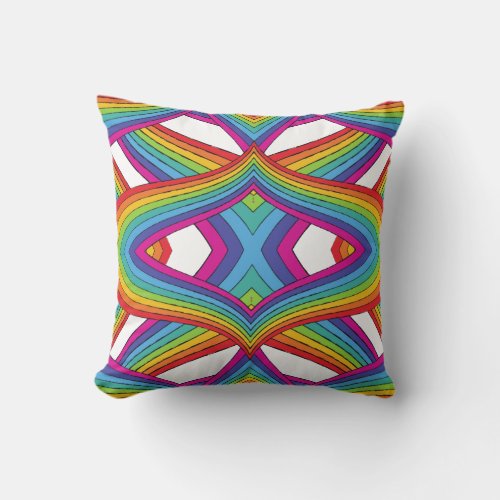 Modern Colorful Rainbow Stripes Pattern Throw Pillow