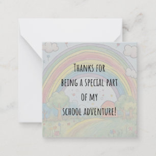 Modern Colorful Rainbow Thank You Teacher Note Card
