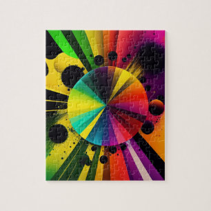 Modern Colorful Rays 3D Abstract Geometric Jigsaw Puzzle