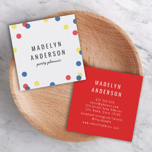 Modern Colorful Red Blue Yellow Confetti Square Business Card