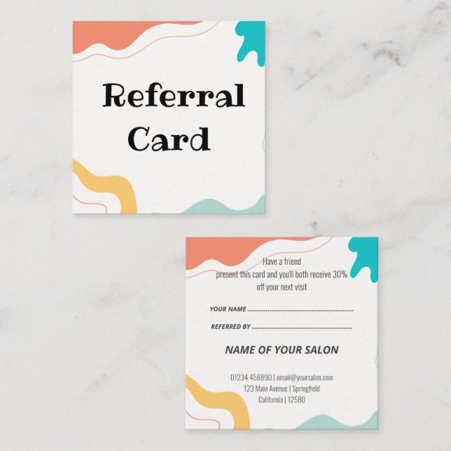 Modern Colorful Referral Cards – Fun & Bold  (Front/Back)
