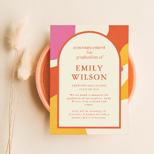 Modern Colorful Retro Arch Graduate Graduation Announcement