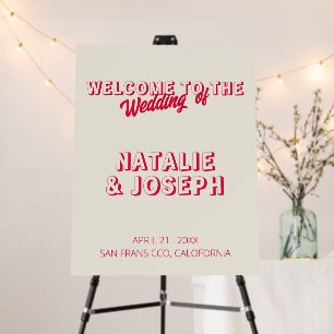Modern Colorful Retro Bold Fun Wedding Welcome Foam Board