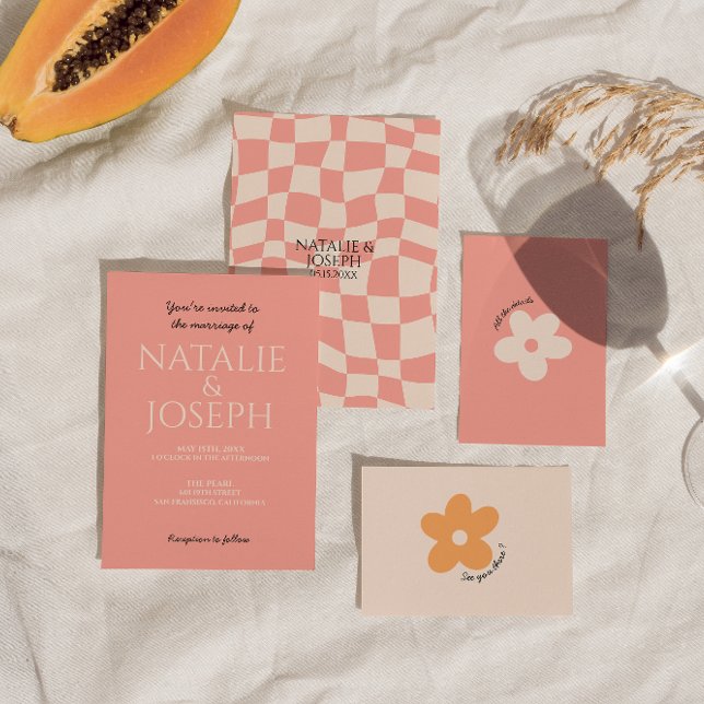 Modern Colorful Retro Bright Bold Unique Wedding  Invitation (Creator Uploaded)