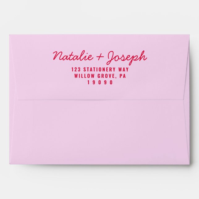 Modern Colorful Retro Bright Calligraphy Wedding Envelope (Back (Top Flap))
