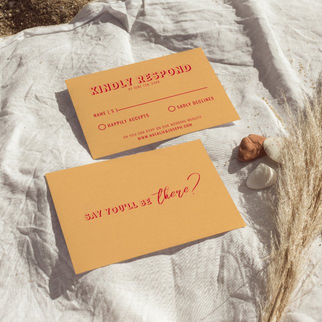 Modern Colorful Retro Fun Bold Unique Wedding  RSVP Card (Creator Uploaded)
