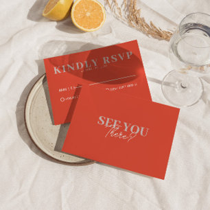 Modern Colorful Retro Fun Bold Unique Wedding  RSVP Card