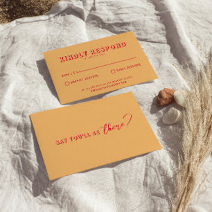 Modern Colorful Retro Fun Bold Unique Wedding  RSVP Card