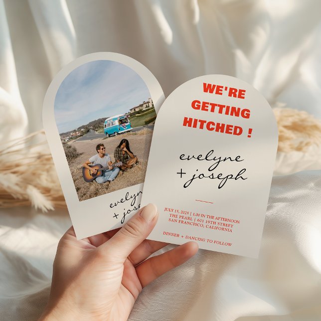Modern Colorful Retro Fun Funky Arched Wedding Invitation (Creator Uploaded)