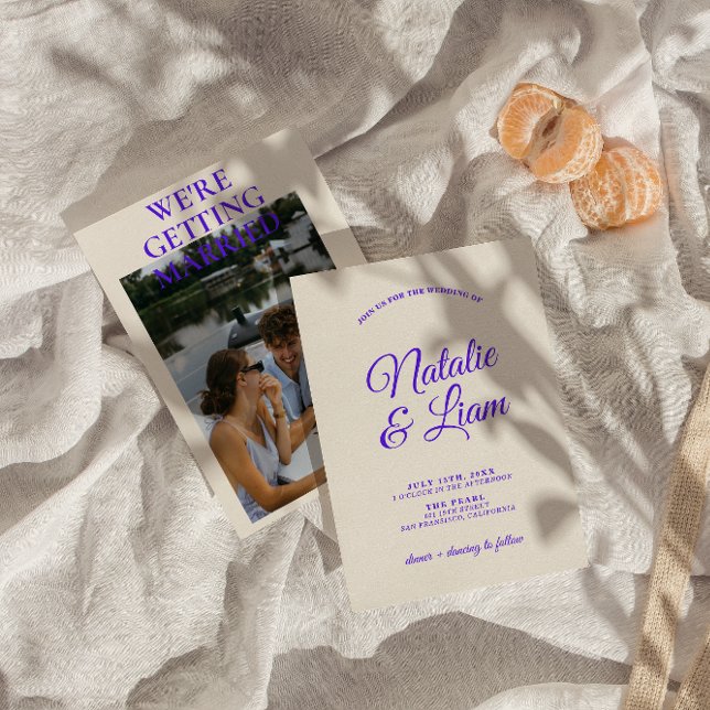 Modern Colorful Retro Fun Funky Photo Wedding  Invitation (Creator Uploaded)