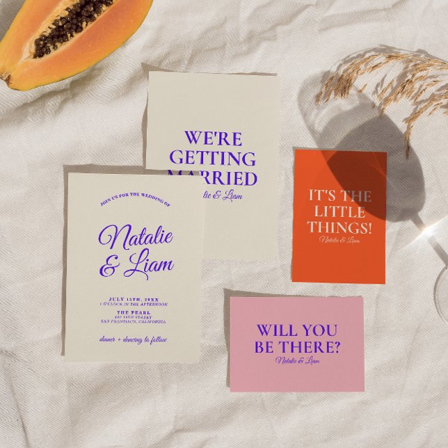 Modern Colorful Retro Fun Funky Unique Wedding  Invitation (Creator Uploaded)