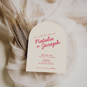 Modern Colorful Retro Fun Whimsical Arch Wedding Invitation
