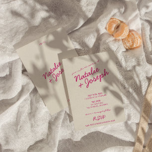 Modern Colorful Retro Fun Whimsical Script Wedding Invitation