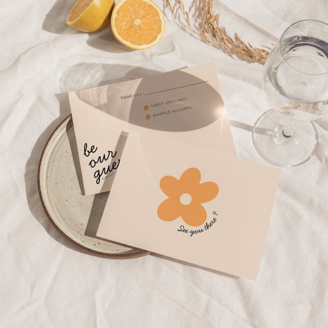 Modern Colorful Retro Funky Unique Wedding RSVP Card (Creator Uploaded)