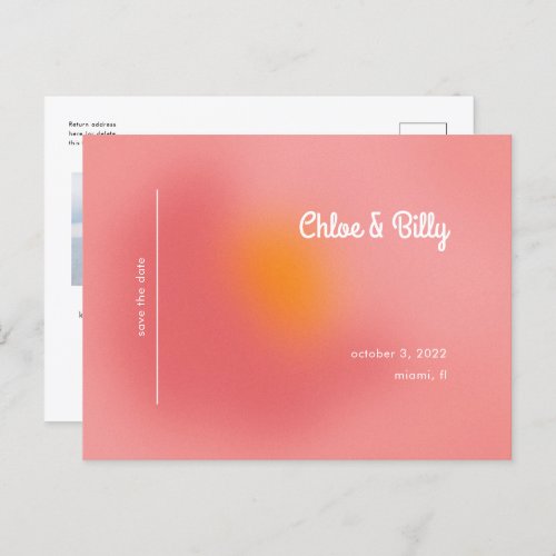 Modern Colorful Retro Gradient Pink Ombre Photo Announcement Postcard