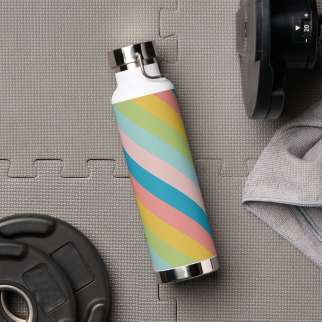 Modern Colorful Retro Stripes Background Water Bottle (Gym)