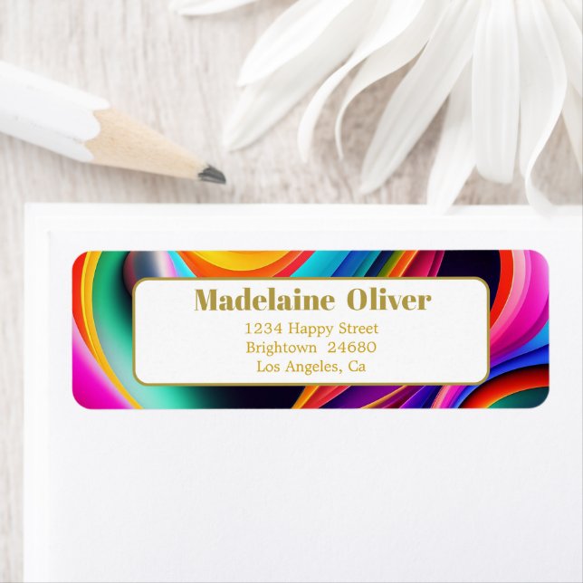 Modern Colorful Retro Waves Address Label  (Insitu)