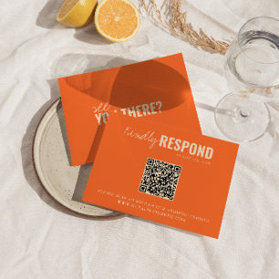 Modern Colorful Retro Whimsical QR Code Wedding RSVP Card