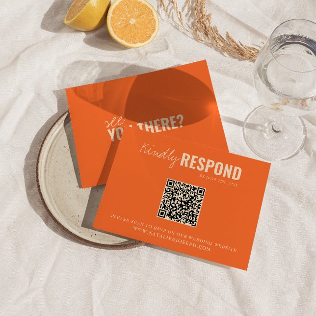 Modern Colorful Retro Whimsical QR Code Wedding RSVP Card (Creator Uploaded)