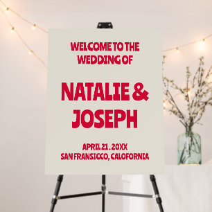 Modern Colorful Retro Whimsical Wedding Welcome F Foam Board