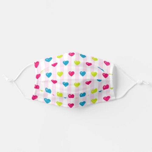 Modern Colorful Romantic Love Hearts Girly Pattern Adult Cloth Face Mask