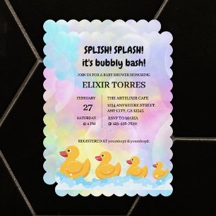 Modern Colorful Rubber Duckies Baby Shower Invitation