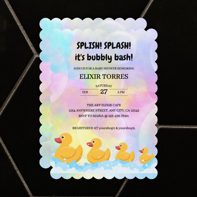 Modern Colorful Rubber Duckies Baby Shower Invitation (Creator Uploaded)