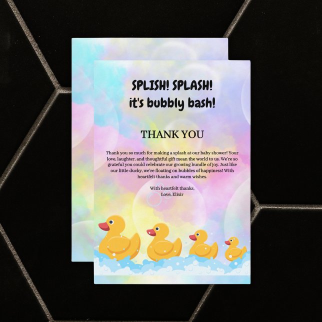 Modern Colorful Rubber Duckies Baby Shower Thank You Card (Creator Uploaded)
